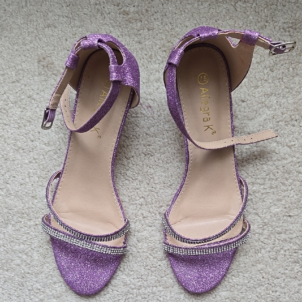 Allegra Purple Heels with Stiletto Design and Ankle Straps